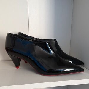 Zara Black Patent Leather Heels with Red Soles